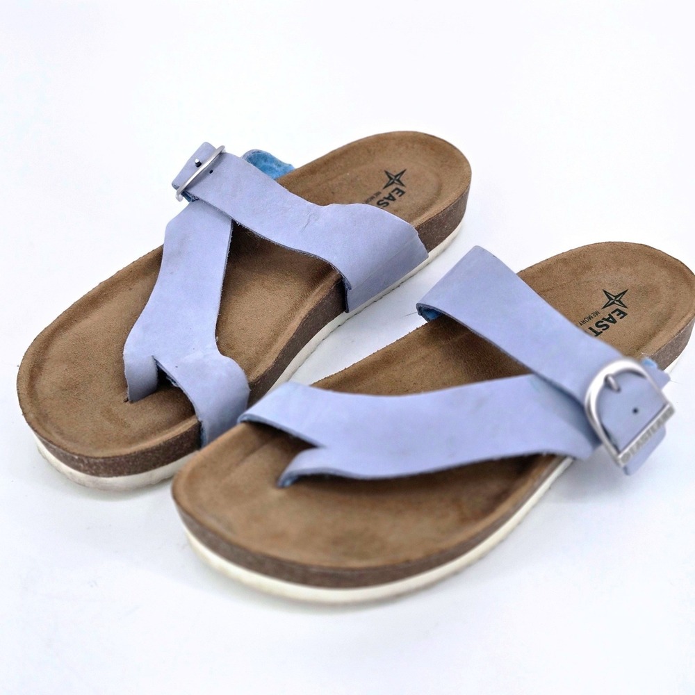 Eastland Shauna Leather Cork Thong Footbed Sandals Sky Blue Womens 9 Comfort